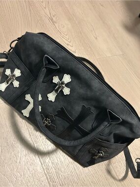 Black Women's Cross Accent Tote Bag